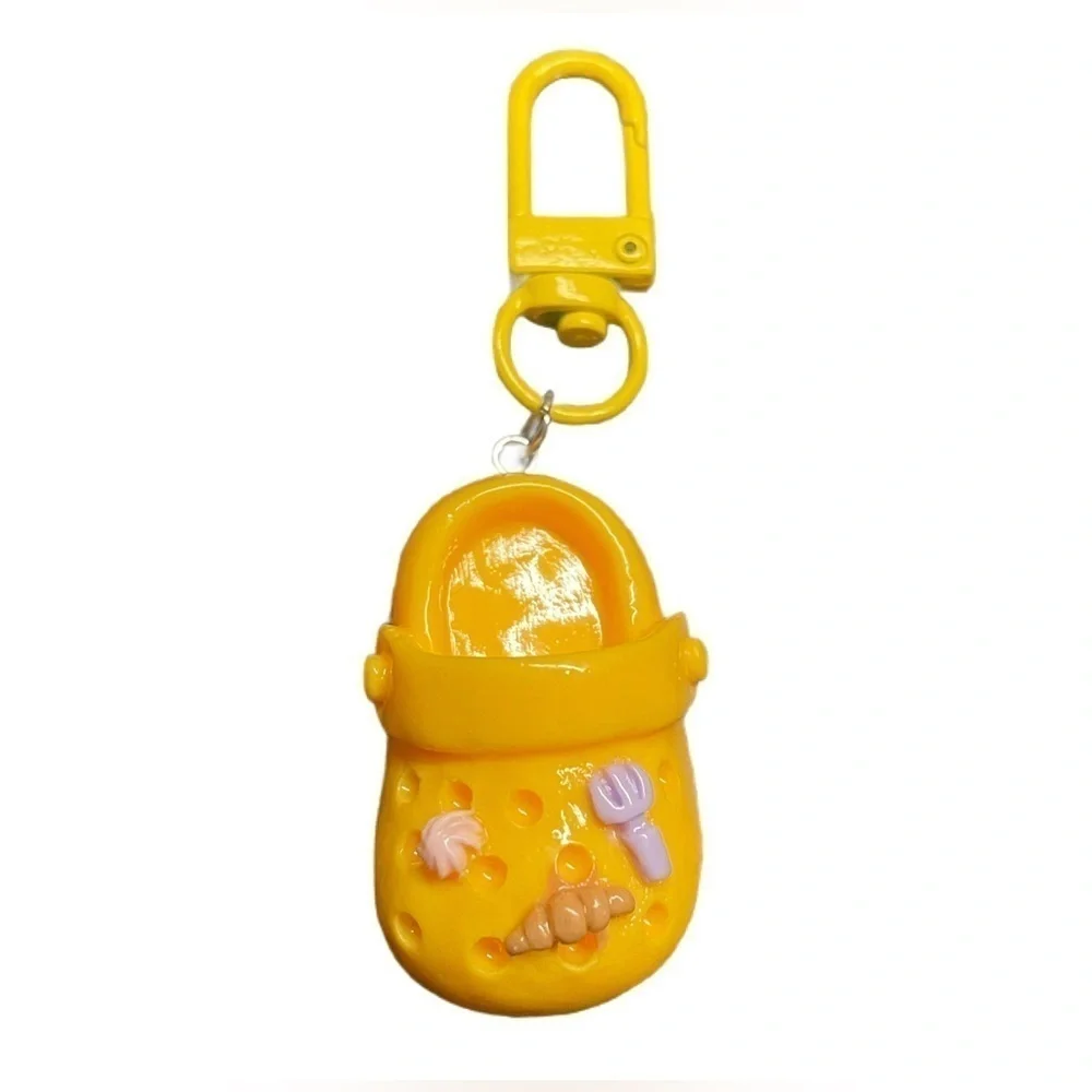 croc keychain yellow resin Slipper charms for bags backpacks gift